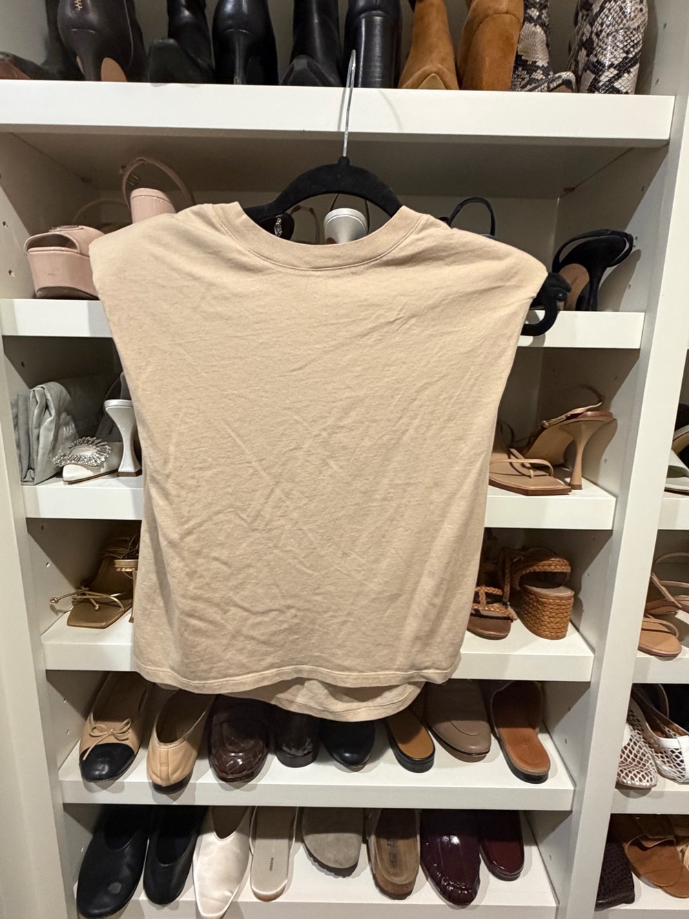 Babaton Aritzia Sleeveless Muscle Tee in Beige